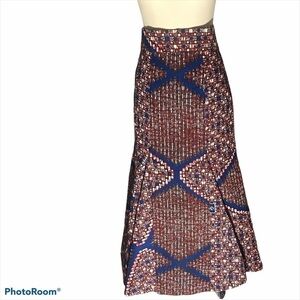 Nwot AFRICAN Print 004 Lined Mermaid Maxi High Waist Skirt.